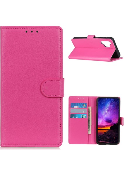 Folio Flip Tasarım Litchi Cilt Deri Telefon Kılıfı Samsung Galaxy A32 4g (Ab Versiyonu) Için Cüzdanlı Koruyucu Kabuk -Rose (Yurt Dışından)
