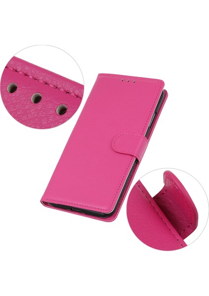 Folio Flip Tasarım Litchi Cilt Deri Telefon Kılıfı Samsung Galaxy A32 4g (Ab Versiyonu) Için Cüzdanlı Koruyucu Kabuk -Rose (Yurt Dışından)