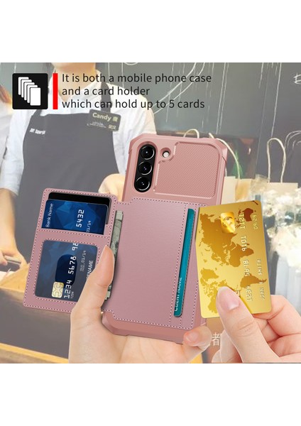 Samsung Galaxy S21 Fe Kickstand Pu Deri Kaplamalı Tpu Protector Kapağı Kart Tutucu Dahili Manyetik Sheet Pink (Yurt Dışından)