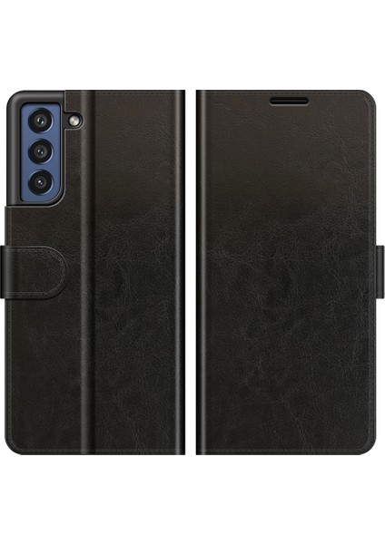 Samsung Galaxy S21 Fe-Black Için Cüzdanlı Çılgın At Doku Deri Stand Kılıfı (Yurt Dışından)