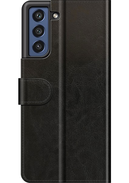 Samsung Galaxy S21 Fe-Black Için Cüzdanlı Çılgın At Doku Deri Stand Kılıfı (Yurt Dışından)