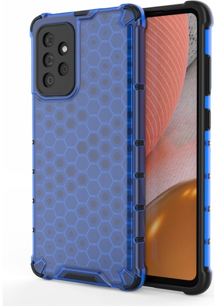 Samsung Galaxy A72 4g/5g Şok Geçirmez Tpu+Pc Hybrid Case-Mavi Için Petek Tasarım Telefon Kabuğu (Yurt Dışından)