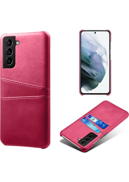 Samsung Galaxy S21 Fe-Rose Için Çift Kartlı Yuva Tasarımı ile Iyi Korumalı Pu Deri Kaplı Sert Pc Kasası (Yurt Dışından)