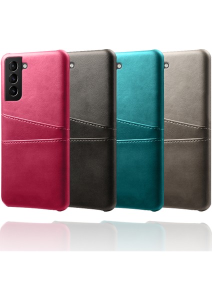 Samsung Galaxy S21 Fe-Rose Için Çift Kartlı Yuva Tasarımı ile Iyi Korumalı Pu Deri Kaplı Sert Pc Kasası (Yurt Dışından)
