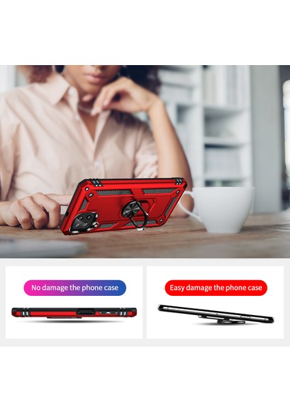 Samsung Galaxy A22 4g (Ab Versiyonu) Için Ring Kickstand ile Pc+Tpu Combo Hibrit Telefon Kabuğu Damla Dayanıklı Kapak (Yurt Dışından) modelleri