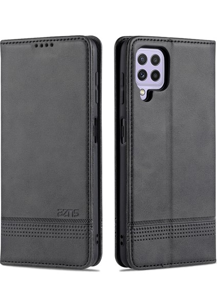 Samsung Galaxy A22 4g (Ab Versiyonu) Için Premium Pu Deri Otomatik Absorbed Manyetik Kapatma Stand Stand Stand Cüzdan Flip Kapak (Yurt Dışından)