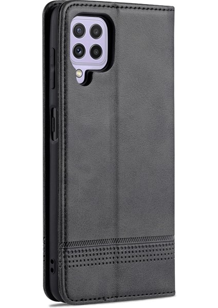 Samsung Galaxy A22 4g (Ab Versiyonu) Için Premium Pu Deri Otomatik Absorbed Manyetik Kapatma Stand Stand Stand Cüzdan Flip Kapak (Yurt Dışından)