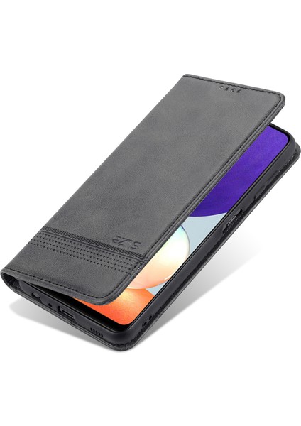 Samsung Galaxy A22 4g (Ab Versiyonu) Için Premium Pu Deri Otomatik Absorbed Manyetik Kapatma Stand Stand Stand Cüzdan Flip Kapak (Yurt Dışından)