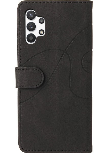 Slip Olmayan Şok Geçirmez Koruma Renk Ekleme Pu Deri Manyetik Toka Bilek Kayışı Samsung Galaxy A32 5G/M32 5g-Black Için (Yurt Dışından)