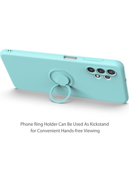 360 &#176; Döner Halka Kickstand Tasarımı Esnek Çevre Dostu Sıvı Silikon Telefon Koruyucu Kılıf Kabuk Samsung Galaxy A32 5G/M32 5g-Wine Kırmızı (Yurt Dışından)