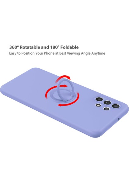 360 &#176; Döner Halka Kickstand Tasarımı Esnek Çevre Dostu Sıvı Silikon Telefon Koruyucu Kılıf Kabuk Samsung Galaxy A32 5G/M32 5g-Wine Kırmızı (Yurt Dışından)