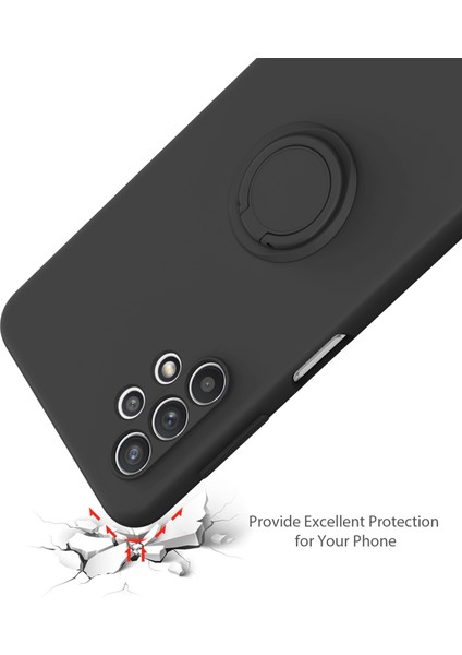 360 &#176; Döner Halka Kickstand Tasarımı Esnek Çevre Dostu Sıvı Silikon Telefon Koruyucu Kılıf Kabuk Samsung Galaxy A32 5G/M32 5g-Wine Kırmızı (Yurt Dışından)