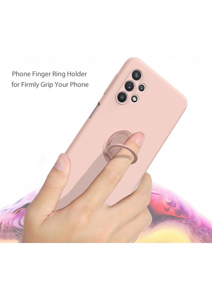 360 &#176; Döner Halka Kickstand Tasarımı Esnek Çevre Dostu Sıvı Silikon Telefon Koruyucu Kılıf Kabuk Samsung Galaxy A32 5G/M32 5g-Wine Kırmızı (Yurt Dışından)