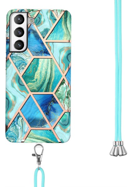 Yumuşak Esnek Tpu Ekleme Mermer Tarzı (2.0mm) Imd Elektrokaplama Koruyucu Koruma Koruyucu Kılıf Samsung Galaxy S21 Fe-Green Için (Yurt Dışından) modelleri