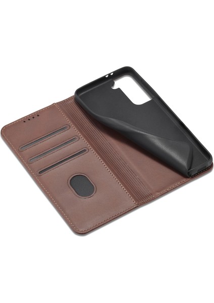 Samsung Galaxy S21 Fe-Coffee Için Otomatik Emilmiş Folio Stand Tasarım Deri Cüzdan Telefon Kılıfı (Yurt Dışından) modelleri