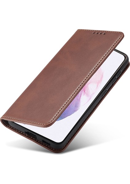 Samsung Galaxy S21 Fe-Coffee Için Otomatik Emilmiş Folio Stand Tasarım Deri Cüzdan Telefon Kılıfı (Yurt Dışından) fırsatları