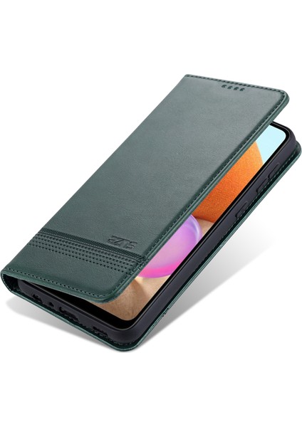 Samsung Galaxy A32 4g-Green Için Stand Cüzdan Otomatik Absorlanmış Manyetik Deri Kılıf (Yurt Dışından)