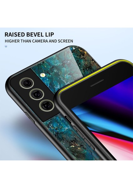 Çekmeye Dayanıklı Mermer Desen Lüks Sert Temperli Cam Arka Kapak Samsung Galaxy S21 Fe-Gold Siyah Mermer Için Telefon Kılıfı (Yurt Dışından) modelleri
