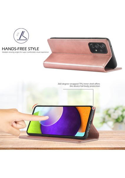 Lc Güçlü Manyetik Seri Deri Cüzdan Samsung Galaxy A52 4G/5G/A52S 5g-Rose Gold Için (Yurt Dışından) fiyatları