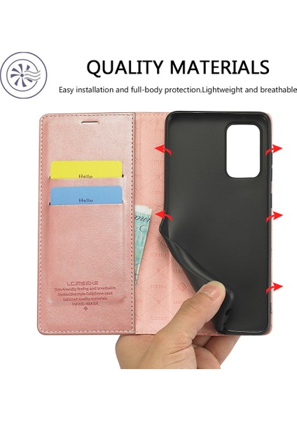 Lc Güçlü Manyetik Seri Deri Cüzdan Samsung Galaxy A52 4G/5G/A52S 5g-Rose Gold Için (Yurt Dışından) modelleri