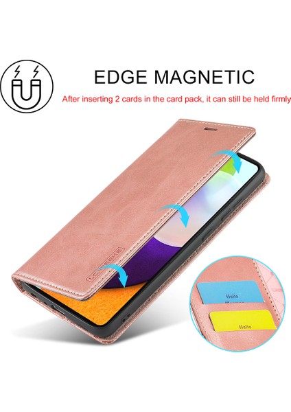 Lc Güçlü Manyetik Seri Deri Cüzdan Samsung Galaxy A52 4G/5G/A52S 5g-Rose Gold Için (Yurt Dışından) fırsatları