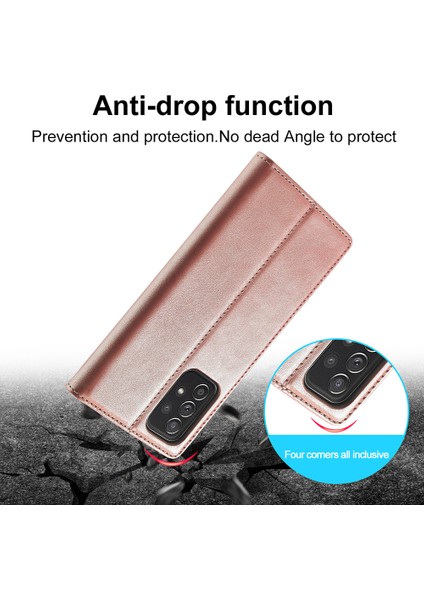 Lc Güçlü Manyetik Seri Deri Cüzdan Samsung Galaxy A52 4G/5G/A52S 5g-Rose Gold Için (Yurt Dışından) indirimleri