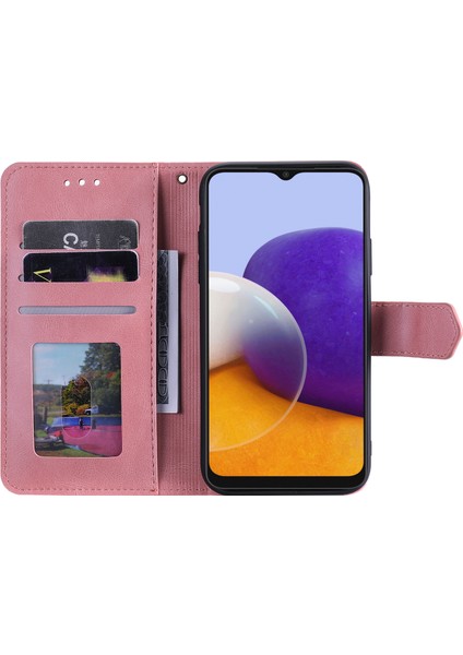 Samsung Galaxy A22 5g (Ab Versiyonu) Için Birleştirme Dikişli Pu Deri Kılıf Stand Koruyucu Kapak (Yurt Dışından)