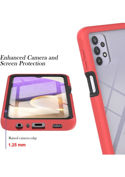 3 Tam Koruma Önleme Önleyici Pc+Tpu Koruyucu Kasa, Samsung Galaxy A32 5G/M32 5g-Kırmızı (Yurt Dışından)
