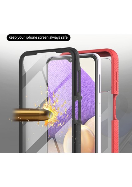 3 Tam Koruma Önleme Önleyici Pc+Tpu Koruyucu Kasa, Samsung Galaxy A32 5G/M32 5g-Kırmızı (Yurt Dışından)