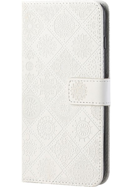 Samsung Galaxy A32 5G/M32 5g Mıknatıs Telek Strap-White ile Baskılı Çiçek Cüzdan Deri Kılıf (Yurt Dışından)