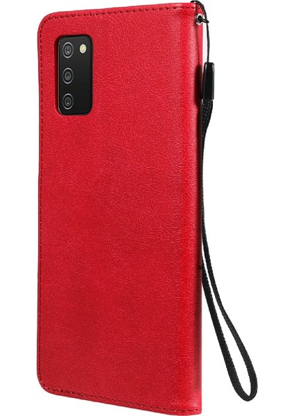 Samsung Galaxy A02S (166.5X75.9X9.2MM) Için Cüzdanlı Bırakılmaya Dayanıklı Saf Renk Pu Deri Telefon Kapağı (Yurt Dışından)