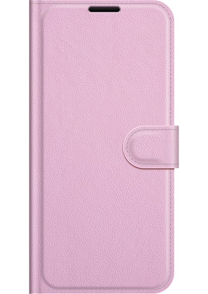 Cüzdan Tasarım Litchi Doku Deri Telefon Kılıfı Samsung Galaxy S21 Fe-Pink Stand ile Foli Flip Kapak (Yurt Dışından)