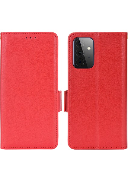 Litchi Doku Dokuna Dayanıklı Telefon Kılıfı Pu Deri Folyo Flip Cüzdan Kapağı Samsung Galaxy A53 5g-Kırmızı (Yurt Dışından)