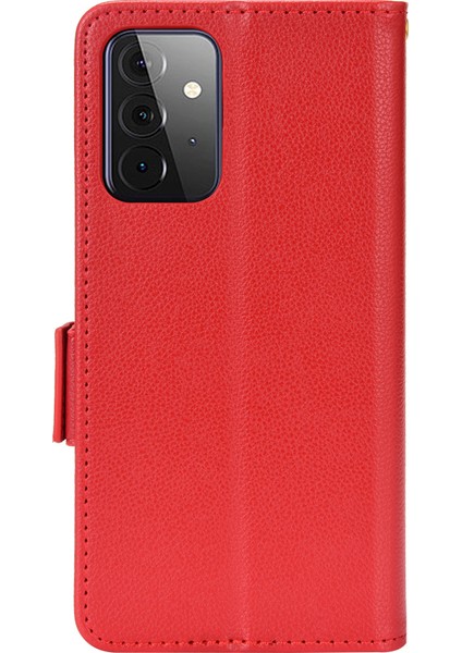 Litchi Doku Dokuna Dayanıklı Telefon Kılıfı Pu Deri Folyo Flip Cüzdan Kapağı Samsung Galaxy A53 5g-Kırmızı (Yurt Dışından)