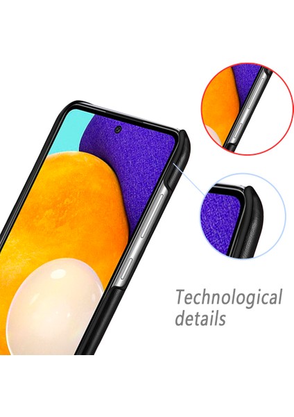 Retro Çılgın At Dokusu Iş Pu Deri Sert Pc Samsung Galaxy A52 4G/5G/A52S 5g-Black Için (Yurt Dışından)
