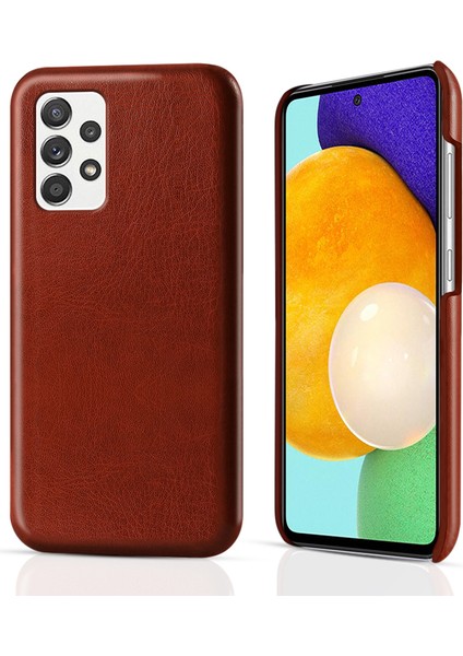 Retro Çılgın At Dokusu Iş Pu Deri Sert Pc Samsung Galaxy A52 4G/5G/A52S 5g-Brown Için (Yurt Dışından)