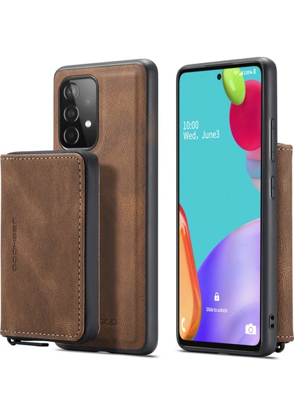 Samsung Galaxy A72 5g/4g-Brown Için Kickstand ile Manyetik Çıkarılabilir 2'si Fermanlanmış Cüzdan Deri Hibrit Kılıf (Yurt Dışından)