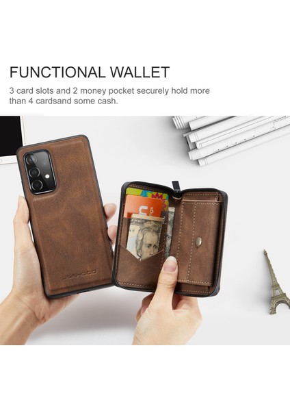 Samsung Galaxy A72 5g/4g-Brown Için Kickstand ile Manyetik Çıkarılabilir 2'si Fermanlanmış Cüzdan Deri Hibrit Kılıf (Yurt Dışından) indirimleri