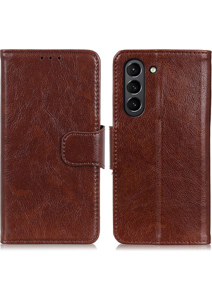 Nappa Doku Samsung Galaxy S21 Fe-Brown Için Deri Deri Cüzdan Kılıfı (Yurt Dışından)