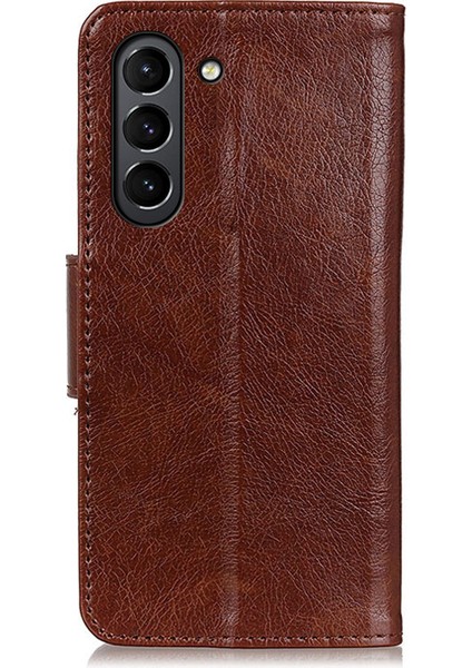 Nappa Doku Samsung Galaxy S21 Fe-Brown Için Deri Deri Cüzdan Kılıfı (Yurt Dışından)