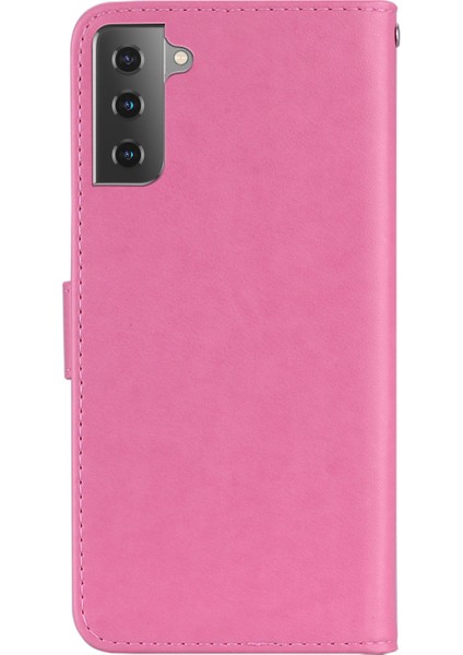 Baskı Baykuş Çiçek Deri Cüzdan Stand Telefon Kılıfı Samsung Galaxy S21 Fe-Rose (Yurt Dışından)
