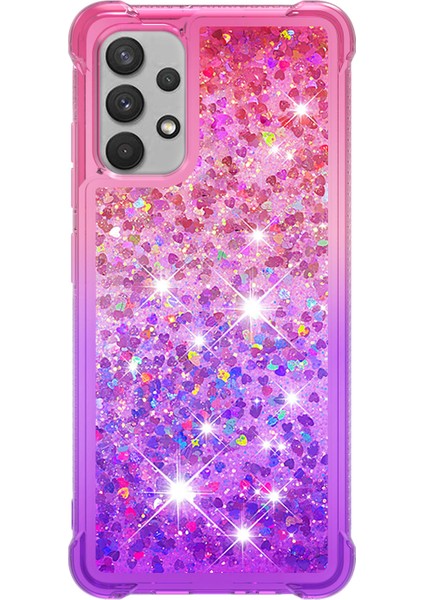 Samsung Galaxy A32 4g (Ab Versiyonu) Için Parıltılı Hareket Eden ve Şok Geçirmez Benzersiz Gradyanlı Renk Telefon Kasası -Pink/mor (Yurt Dışından)