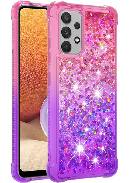 Samsung Galaxy A32 4g (Ab Versiyonu) Için Parıltılı Hareket Eden ve Şok Geçirmez Benzersiz Gradyanlı Renk Telefon Kasası -Pink/mor (Yurt Dışından) fiyatları