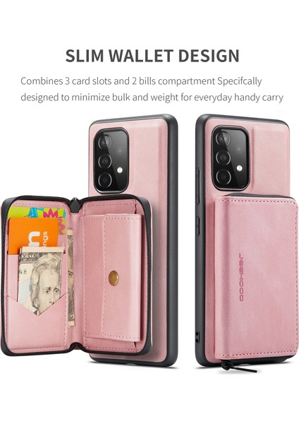 Samsung Galaxy A32 4g (Ab Versiyonu) Için Fermuar Kapanma Cüzdanı ile Manyetik Çıkarılabilir 2'si 1 Arada Zarif Deri Hibrit Kasa (Yurt Dışından)