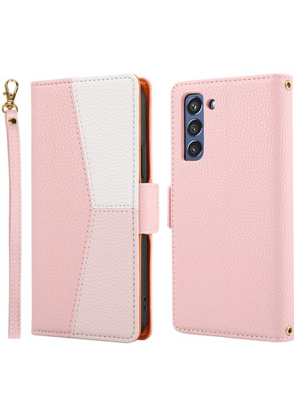 Litchi Doku Ekleme Flip Pu Deri Cüzdan Kılıfı Kapak Samsung Galaxy S21 Fe 5g-Pınk (Yurt Dışından)