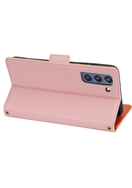 Litchi Doku Ekleme Flip Pu Deri Cüzdan Kılıfı Kapak Samsung Galaxy S21 Fe 5g-Pınk (Yurt Dışından) fırsatları