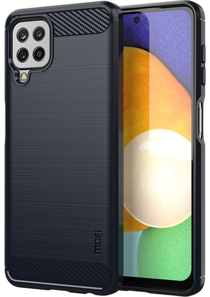 Samsung Galaxy A22 4g (Ab Versiyonu) Için Fırçalı Karbon Fiber Tasarımı Esnek Iyi Korunmuş Tpu Kapak Kılıfı-Blue (Yurt Dışından)