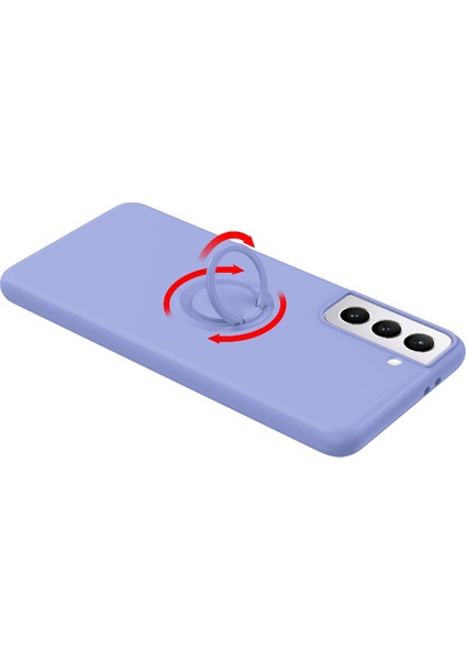 Sıvı Silikon Yüzük Kickstand Tasarım Telefon Koruyucu Kabuk Samsung Galaxy S21+5G-BLACK Için Kayış (Yurt Dışından)