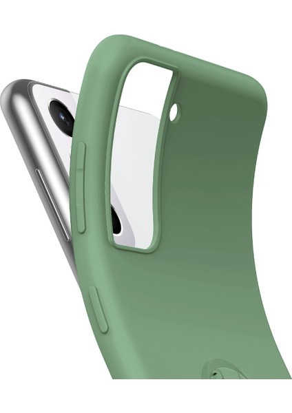 Sıvı Silikon Yüzük Kickstand Tasarım Telefon Koruyucu Kabuk Samsung Galaxy S21+5G-BLACK Için Kayış (Yurt Dışından)