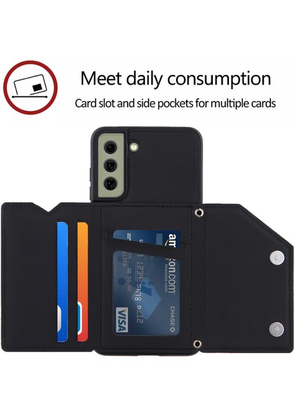 Tpu Skin Touch Hisset Stand Kabuk Kartı Tutucu Samsung Galaxy S21 Fe-Black Için (Yurt Dışından)